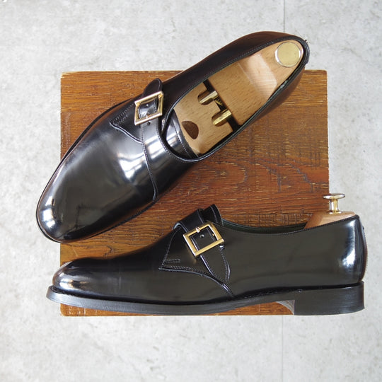 極美品★(英)チーニー 8F【貴重★BROMLEY/ナノユニバース別注】125ラスト/モンクストラップ/ポリッシュレザー/黒/メンズ/CHEANEY★o798