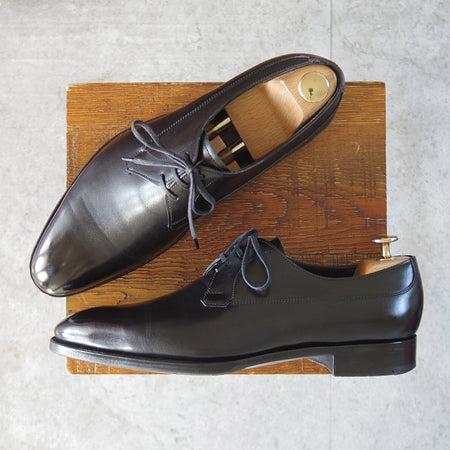 美品★エドワードグリーン 7E【現行定価20万円以上★GROSVENOR/Vフロント】915ラスト/プレーントゥ/カーフ/黒/メンズ/EDWARD GREEN★o266