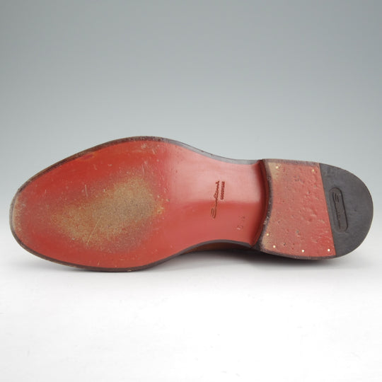 極美品★(伊)サントーニ SIZE 5.5【上級★グッドイヤーウェルテッド製法/フルブローグ】カーフ/薄茶/メンズ/Santoni★o259