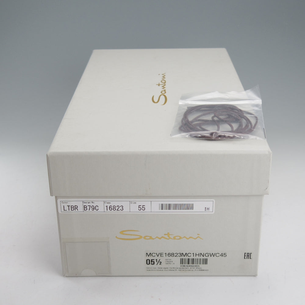 極美品★(伊)サントーニ SIZE 5.5【上級★グッドイヤーウェルテッド製法/フルブローグ】カーフ/薄茶/メンズ/Santoni★o259