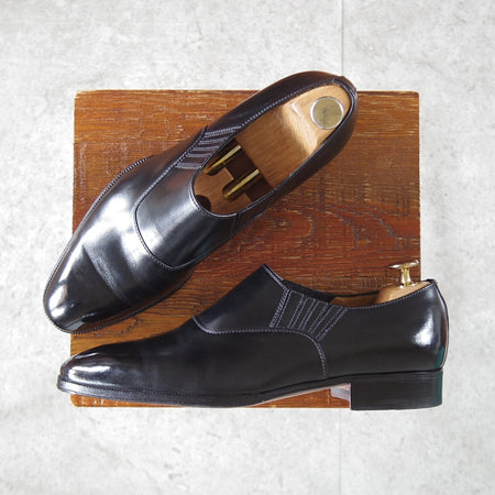 極美品★(伊)エンツォ・ボナフェ SIZE 6【現行定価10万円以上★サイドエラスティック/黒】カーフ/メンズ/Enzo Bonafe★p391