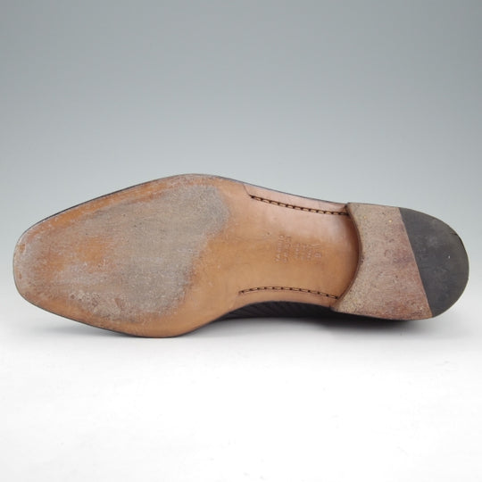 極美品★(伊)タニノクリスチー SIZE 9【定価15万円以上★セミブローグ/黒】カーフ×イントレチャート/メンズ/TANINO CRISCI★n759