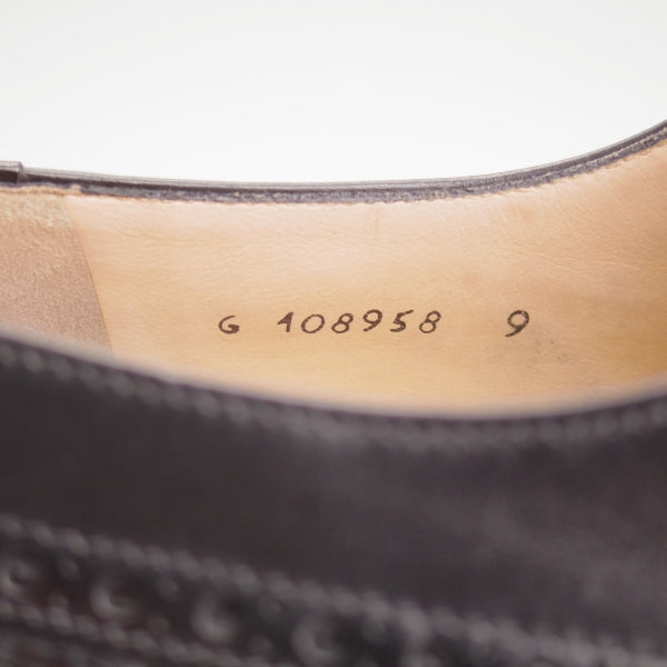 極美品★(伊)タニノクリスチー SIZE 9【定価15万円以上★セミブローグ/黒】カーフ×イントレチャート/メンズ/TANINO CRISCI★n759