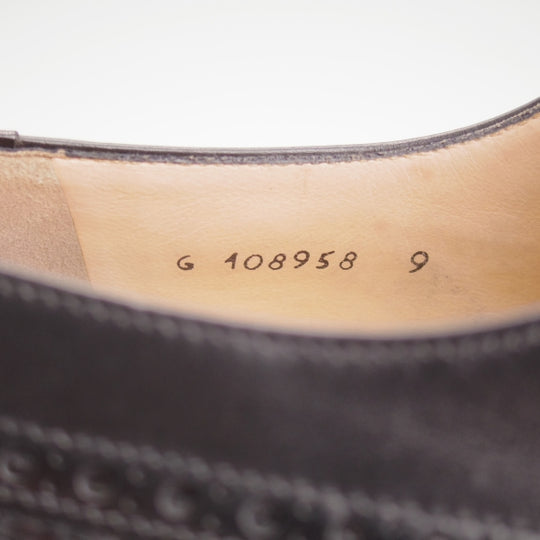 極美品★(伊)タニノクリスチー SIZE 9【定価15万円以上★セミブローグ/黒】カーフ×イントレチャート/メンズ/TANINO CRISCI★n759