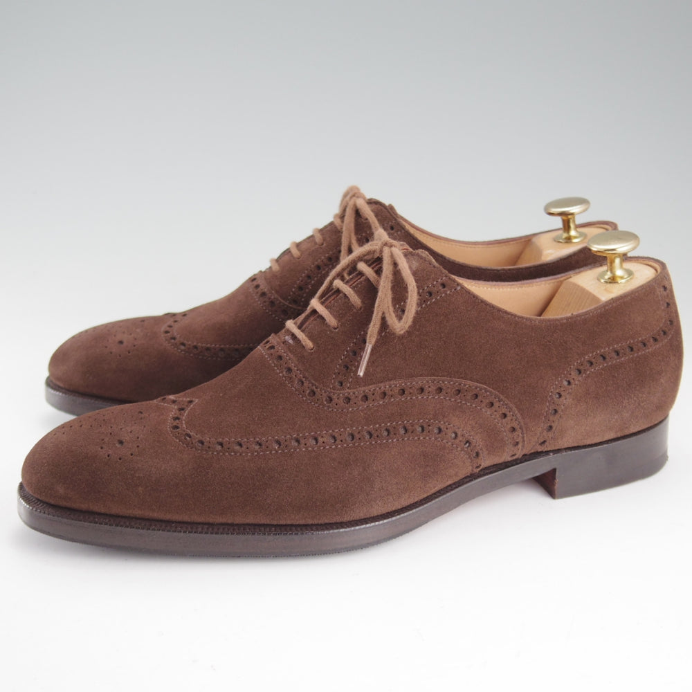 極美品★クロケット&ジョーンズ 6E【現行定価10万円以上★AMERSHAM/フルブローグ】スエード/濃茶/メンズ/Crockett&Jones★o801