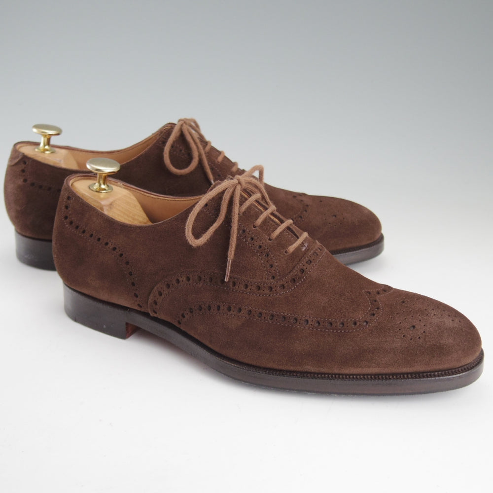 極美品★クロケット&ジョーンズ 6E【現行定価10万円以上★AMERSHAM/フルブローグ】スエード/濃茶/メンズ/Crockett&Jones★o801