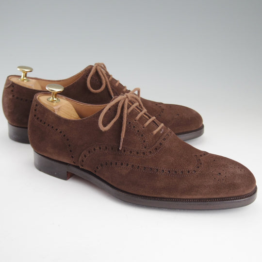 極美品★クロケット&ジョーンズ 6E【現行定価10万円以上★AMERSHAM/フルブローグ】スエード/濃茶/メンズ/Crockett&Jones★o801