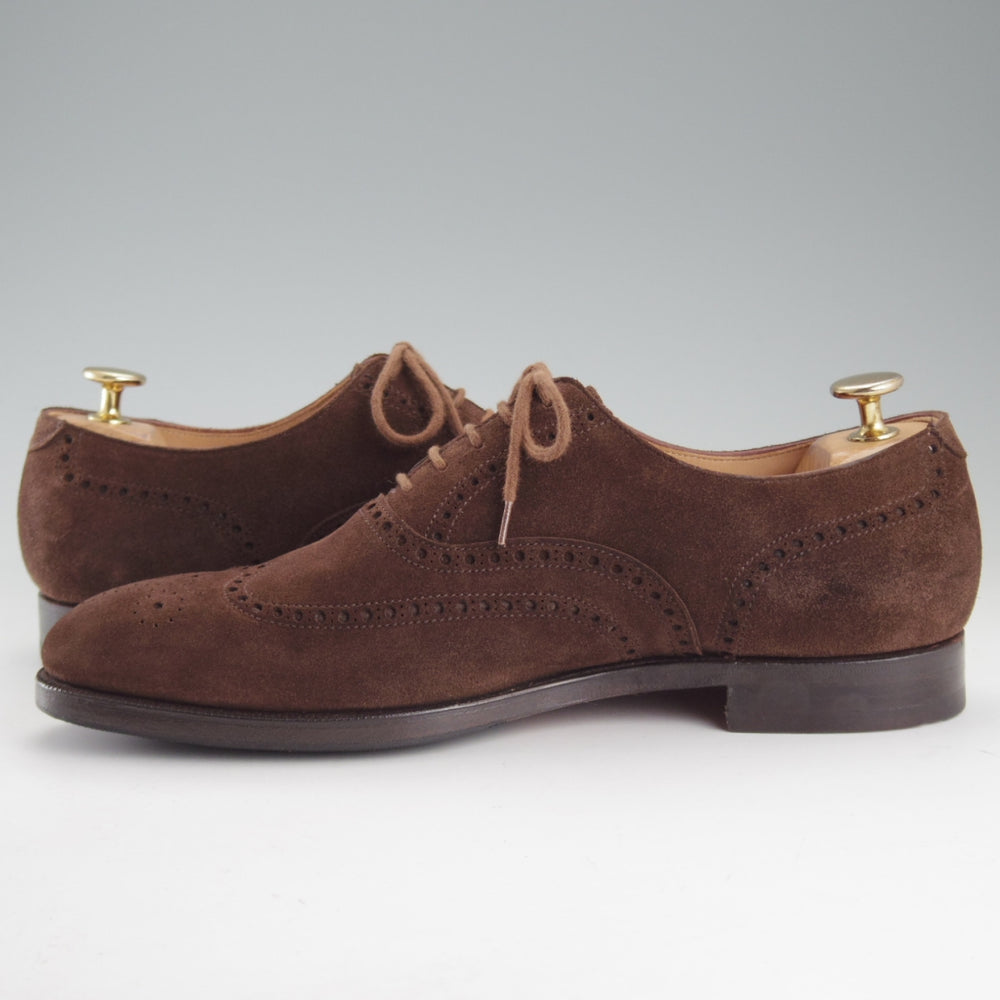 極美品★クロケット&ジョーンズ 6E【現行定価10万円以上★AMERSHAM/フルブローグ】スエード/濃茶/メンズ/Crockett&Jones★o801