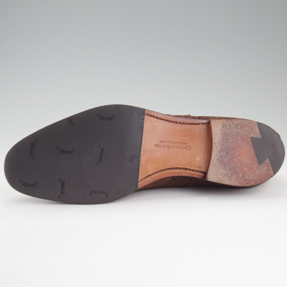 極美品★クロケット&ジョーンズ 6E【現行定価10万円以上★AMERSHAM/フルブローグ】スエード/濃茶/メンズ/Crockett&Jones★o801