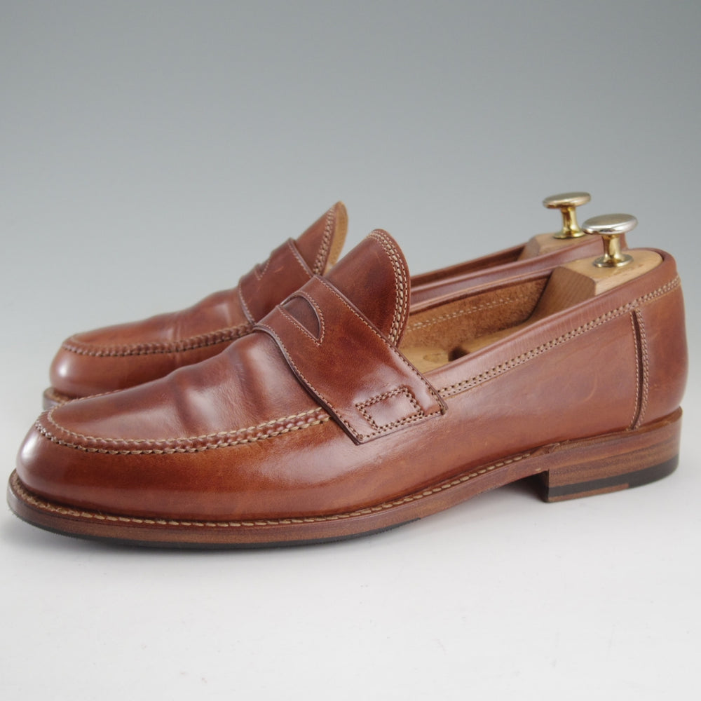 美品★(伊)F.LLIジャコメッティ SIZE 40【定価￥118,800-★コインローファー/FG254/LUIGINO】ホースレザー/茶/Giacometti★o802