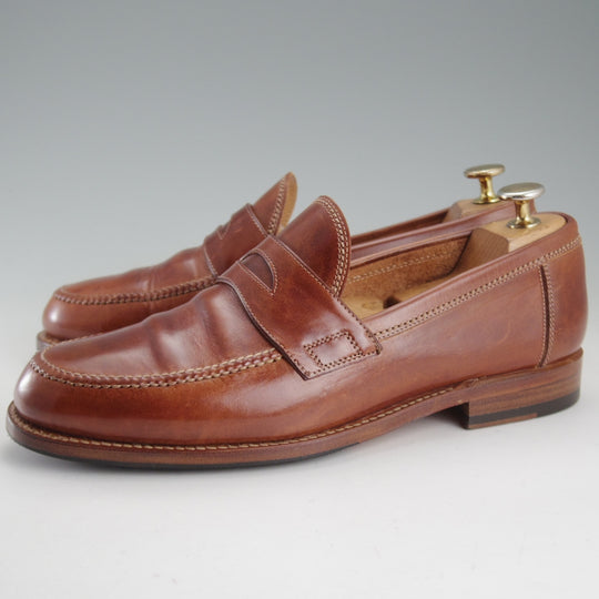 美品★(伊)F.LLIジャコメッティ SIZE 40【定価￥118,800-★コインローファー/FG254/LUIGINO】ホースレザー/茶/Giacometti★o802