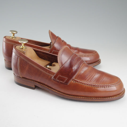 美品★(伊)F.LLIジャコメッティ SIZE 40【定価￥118,800-★コインローファー/FG254/LUIGINO】ホースレザー/茶/Giacometti★o802