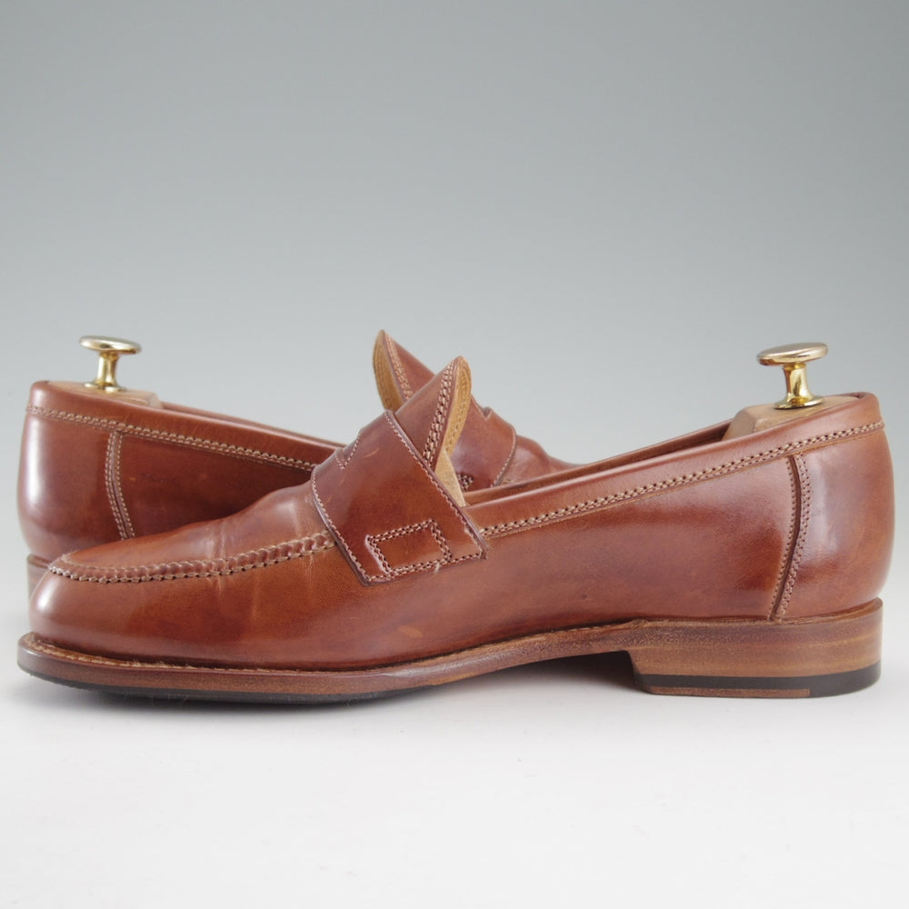 美品★(伊)F.LLIジャコメッティ SIZE 40【定価￥118,800-★コインローファー/FG254/LUIGINO】ホースレザー/茶/Giacometti★o802