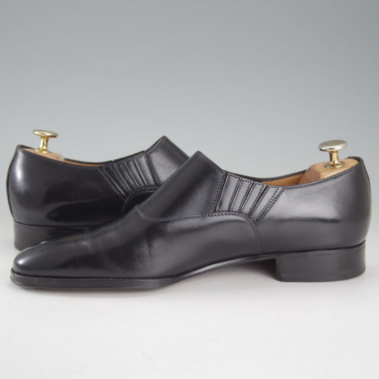 極美品★(伊)エンツォ・ボナフェ SIZE 6【現行定価10万円以上★サイドエラスティック/黒】カーフ/メンズ/Enzo Bonafe★p391