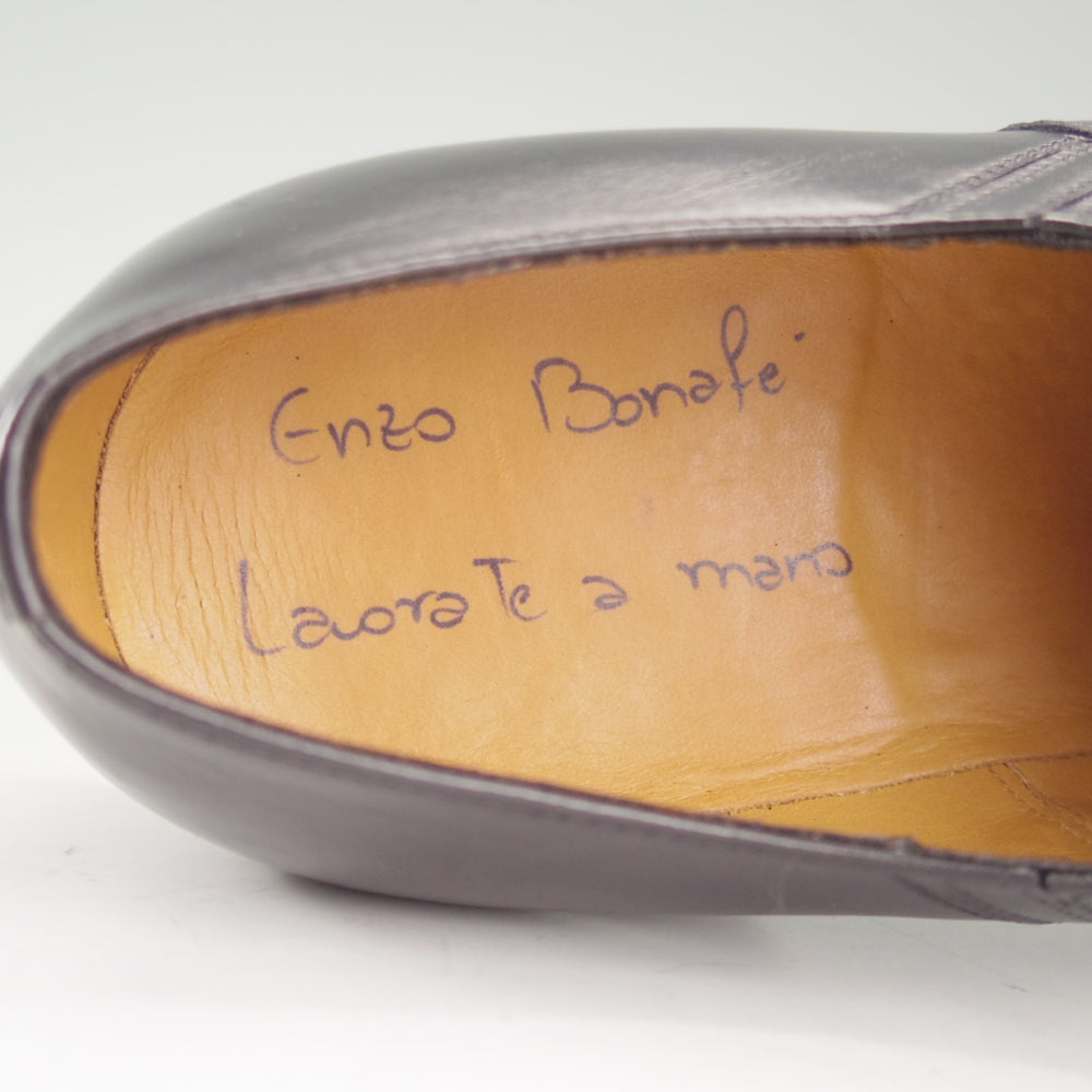 極美品★(伊)エンツォ・ボナフェ SIZE 6【現行定価10万円以上★サイドエラスティック/黒】カーフ/メンズ/Enzo Bonafe★p391