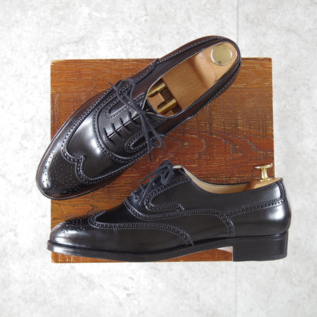 未使用★(伊)タニノクリスチー SIZE 6.5【貴重★デッドストック品/フルブローグ】カーフ/黒/メンズ/TANINO CRISCI★o816