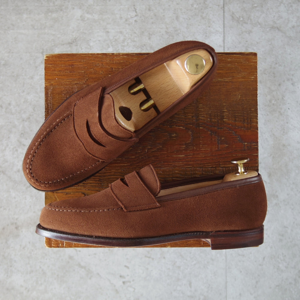 未使用★クロケット&ジョーンズ 6E【貴重★ディアスキン(鹿革)仕様のBOSTON 2/ボストン2】376ラスト/ローファー/茶/Crockett&Jones★o275