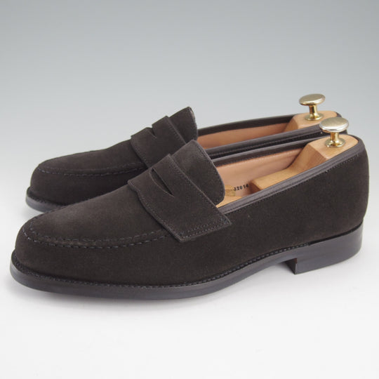 ほぼ未使用★クロケット&ジョーンズ 7E【定価￥110,000-★BOSTON 2/ボストン】376ラスト/コインローファー/スエード/黒/メンズ★o274