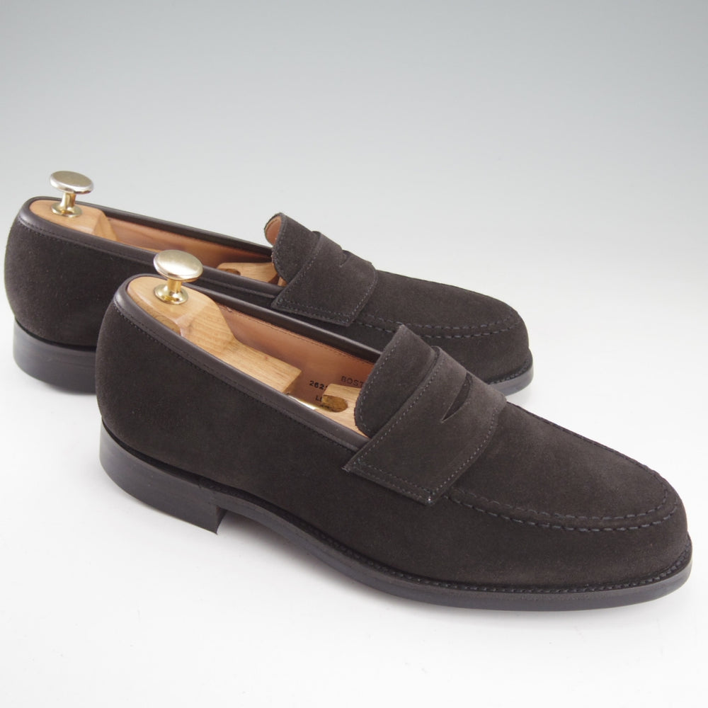 ほぼ未使用★クロケット&ジョーンズ 7E【定価￥110,000-★BOSTON 2/ボストン】376ラスト/コインローファー/スエード/黒/メンズ★o274