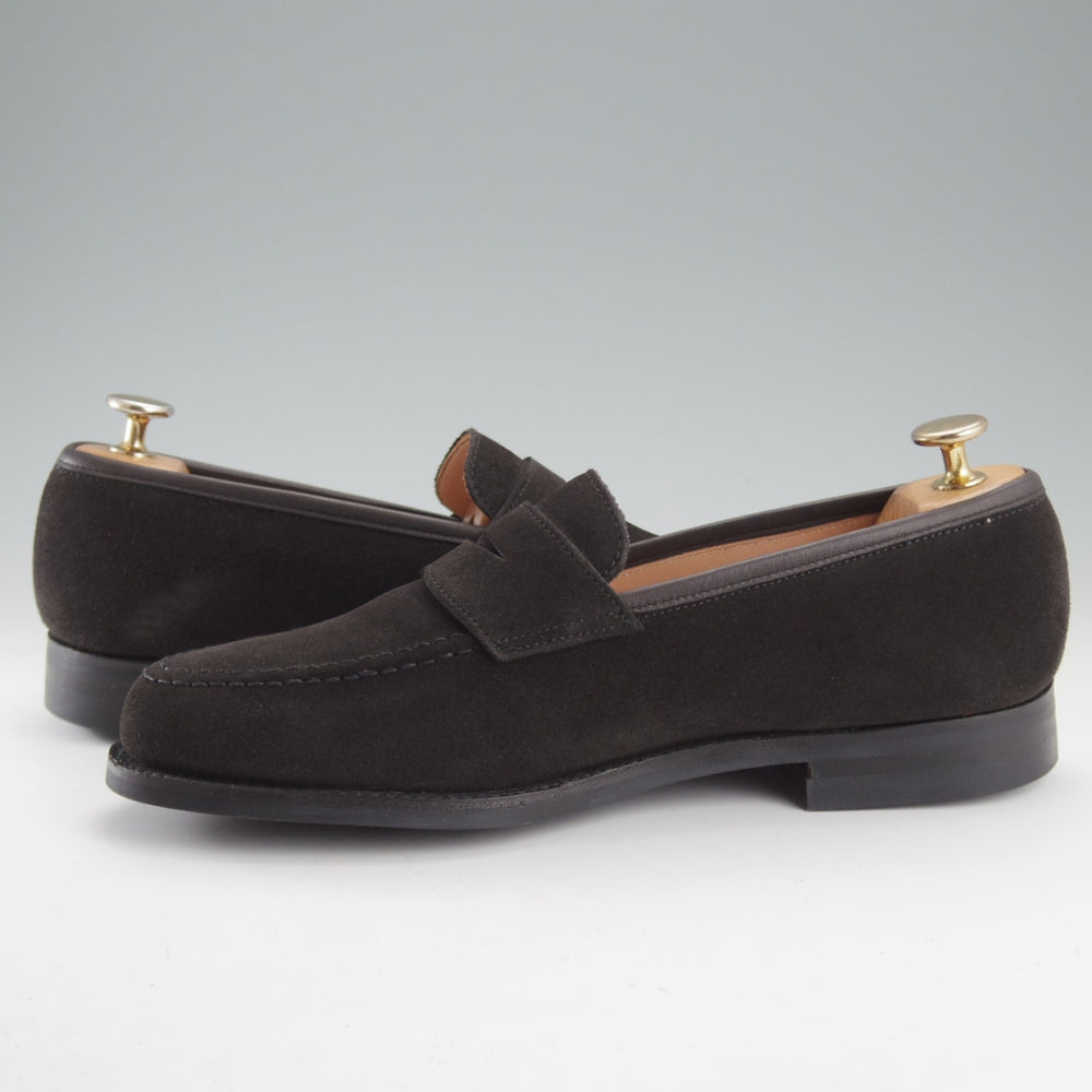 ほぼ未使用★クロケット&ジョーンズ 7E【定価￥110,000-★BOSTON 2/ボストン】376ラスト/コインローファー/スエード/黒/メンズ★o274