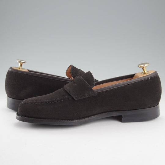 ほぼ未使用★クロケット&ジョーンズ 7E【定価￥110,000-★BOSTON 2/ボストン】376ラスト/コインローファー/スエード/黒/メンズ★o274