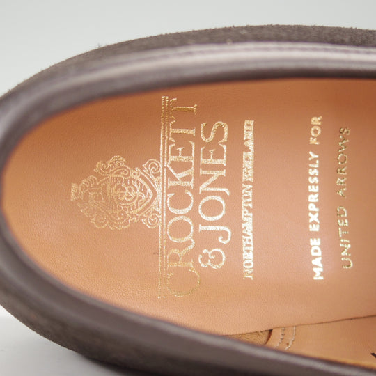 ほぼ未使用★クロケット&ジョーンズ 7E【定価￥110,000-★BOSTON 2/ボストン】376ラスト/コインローファー/スエード/黒/メンズ★o274