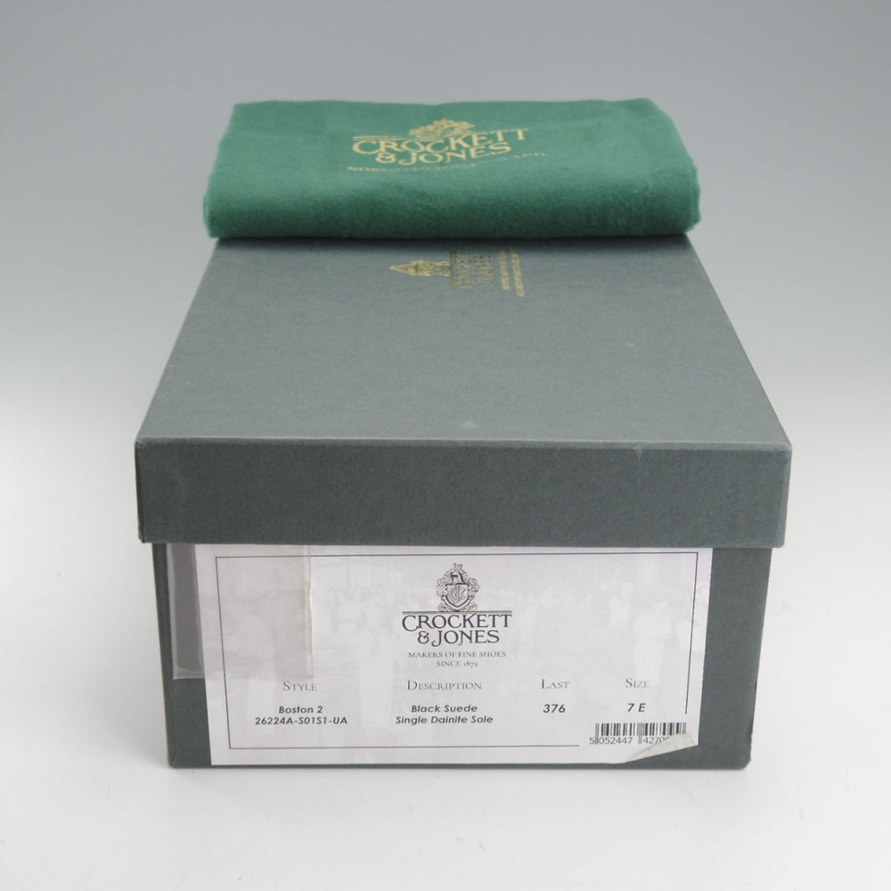 ほぼ未使用★クロケット&ジョーンズ 7E【定価￥110,000-★BOSTON 2/ボストン】376ラスト/コインローファー/スエード/黒/メンズ★o274