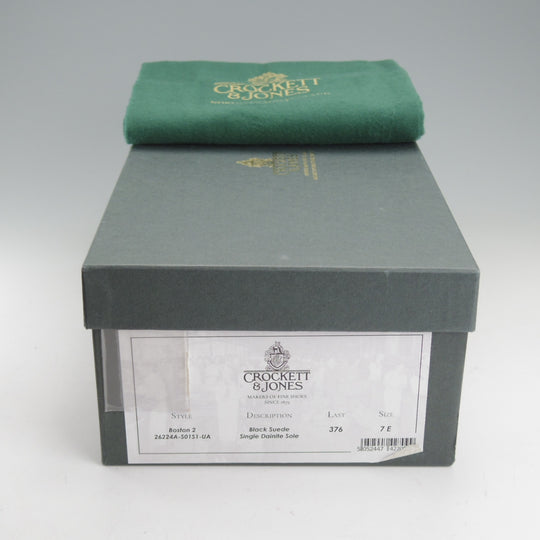 ほぼ未使用★クロケット&ジョーンズ 7E【定価￥110,000-★BOSTON 2/ボストン】376ラスト/コインローファー/スエード/黒/メンズ★o274