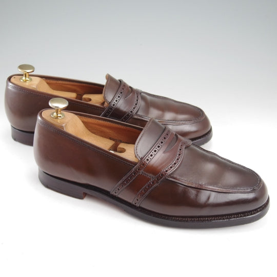 極上★クロケット&ジョーンズ UK7/US7.5E【貴重★コードバン/濃茶/ラルフローレン別注】コインローファー/Crockett&Jones★n769