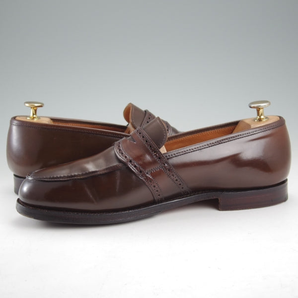極上★クロケット&ジョーンズ UK7/US7.5E【貴重★コードバン/濃茶/ラルフローレン別注】コインローファー/Crockett&Jones★n769