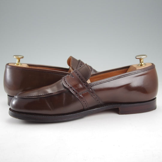 極上★クロケット&ジョーンズ UK7/US7.5E【貴重★コードバン/濃茶/ラルフローレン別注】コインローファー/Crockett&Jones★n769