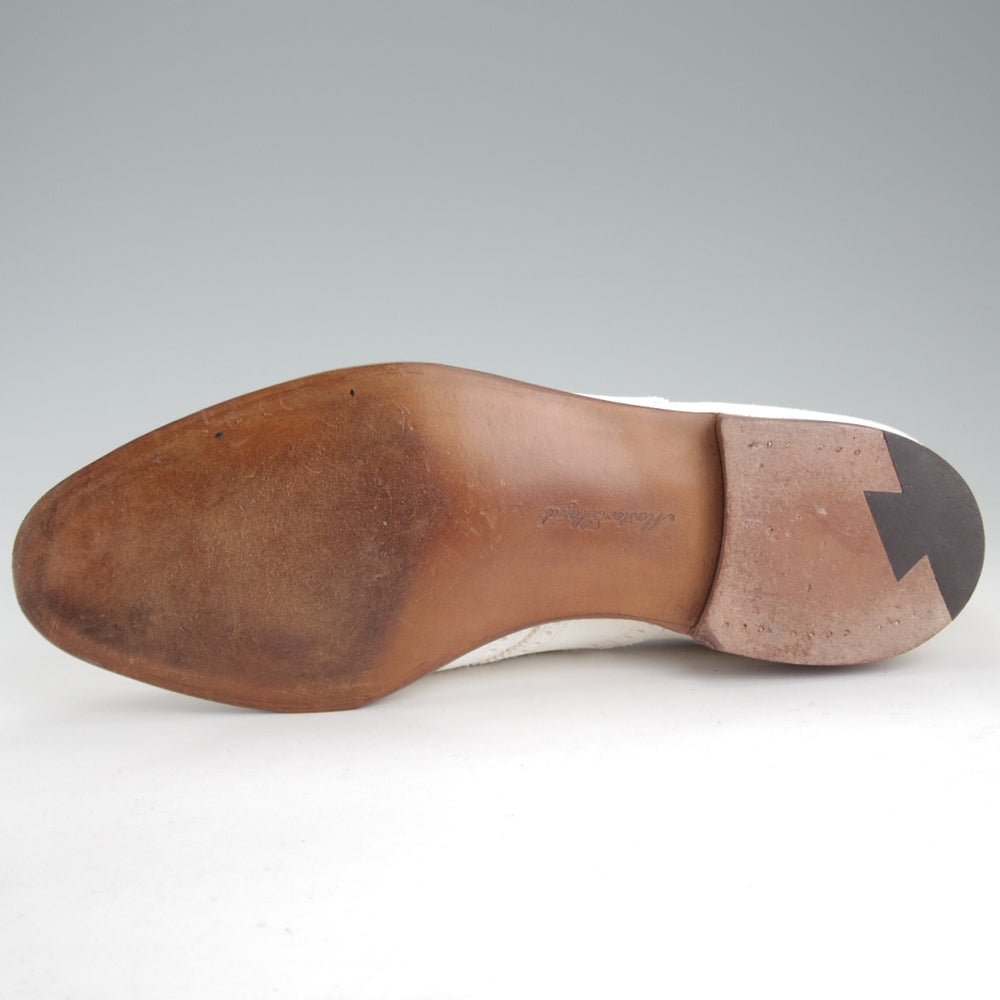 極美品★クロケット&ジョーンズ 8.5E【マスターロイド★MARLBOROUGH/ローファー】フルサドル/スエード/白/Crockett&Jones★o815