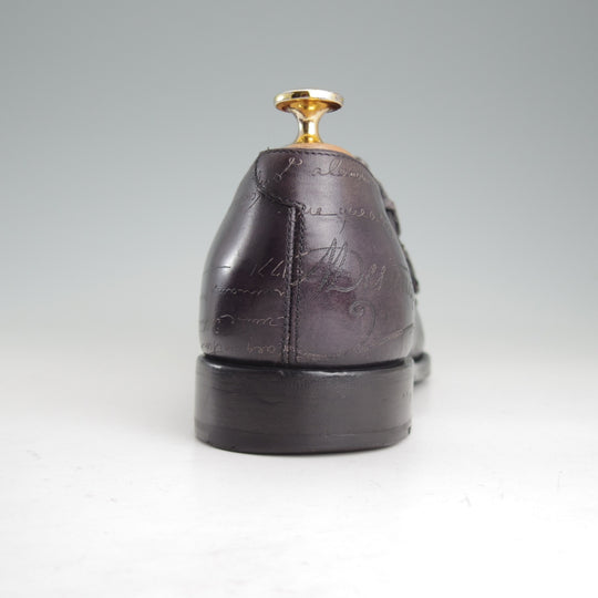 極上★(仏)ベルルッティ SIZE 9【カリグラフィー(スクリット)仕様★純正ツリー付/アートコレクション】ダブルモンク/黒系/Berluti★p403