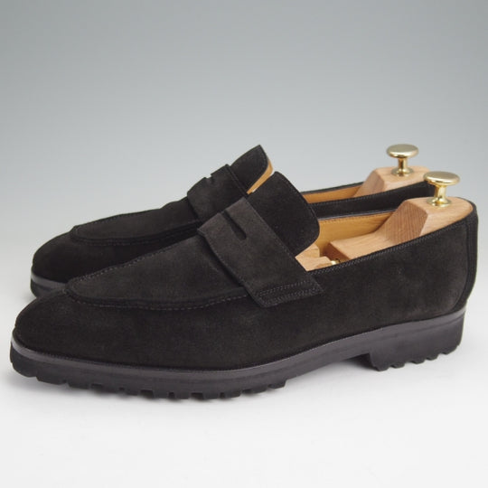美品★(神戸)スピーゴラ SIZE 7.5【定価￥99,000-★ユナイテッドアローズ別注/SOVEREIGN/コインローファー】スエード/黒/SPIGOLA★n270