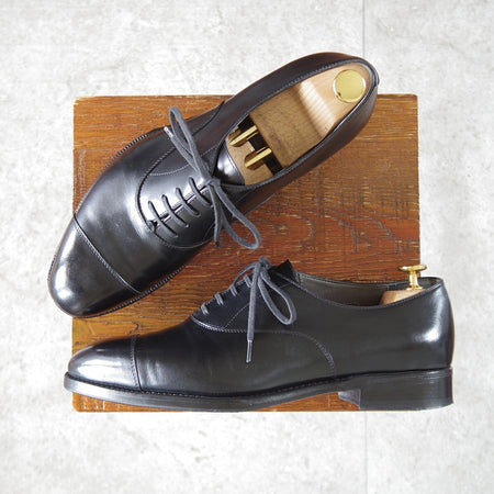 極上★(伊)F.LLIジャコメッティ SIZE 40.5【定価￥138,600-★ストレートチップ/FG602】GRIGIA SCラスト/カーフ/黒/Giacometti★o836