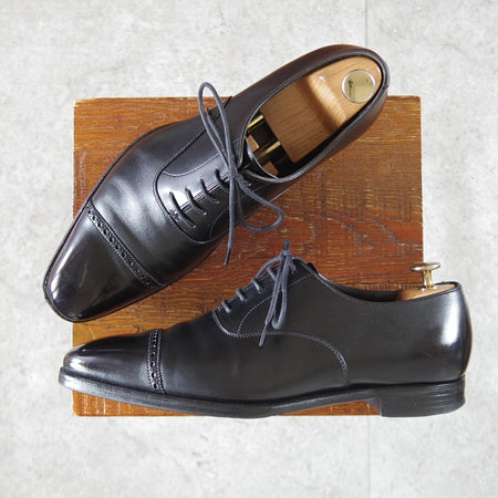 極上★クロケット&ジョーンズ 7E【ハンドグレードライン★パンチドキャップトゥ/ALDGATE】カーフ/黒/Crockett&Jones★o837