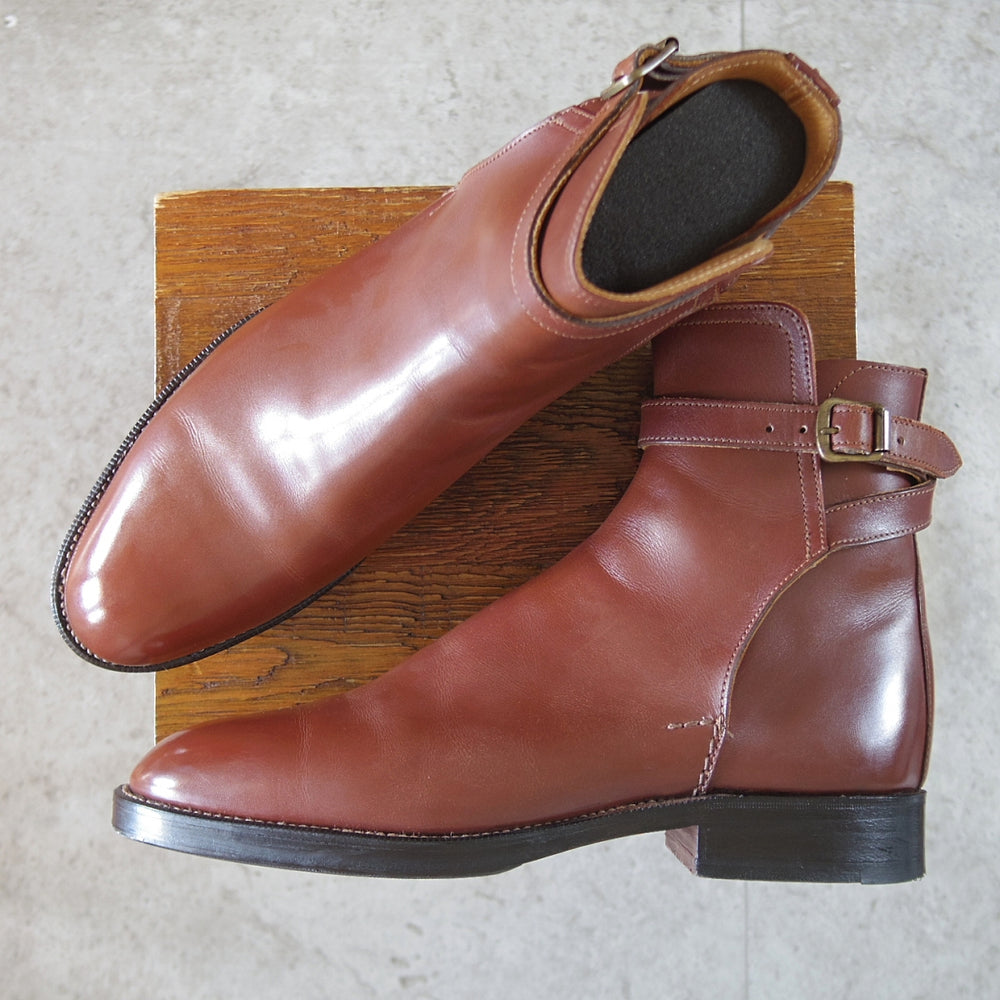 極上★(英)シュナイダーブーツ SIZE 7.5【定価￥198,000-★STRAP JODHPUR BOOTS/ジョッパーブーツ】52ラスト/茶/SCHNIEDER BOOTS★p416