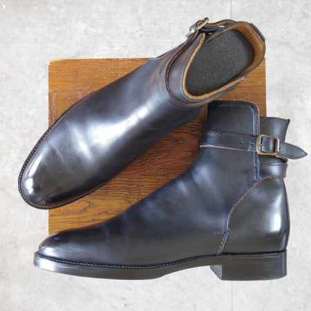 極上★(英)シュナイダーブーツ SIZE 7.5【定価￥198,000-★STRAP JODHPUR BOOTS/ジョッパーブーツ】52ラスト/黒/SCHNIEDER BOOTS★p417