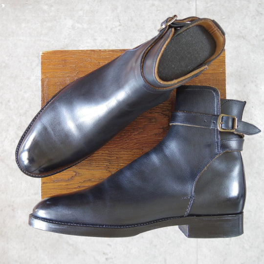 極上★(英)シュナイダーブーツ SIZE 7.5【定価￥198,000-★STRAP JODHPUR BOOTS/ジョッパーブーツ】52ラスト/黒/SCHNIEDER BOOTS★p417