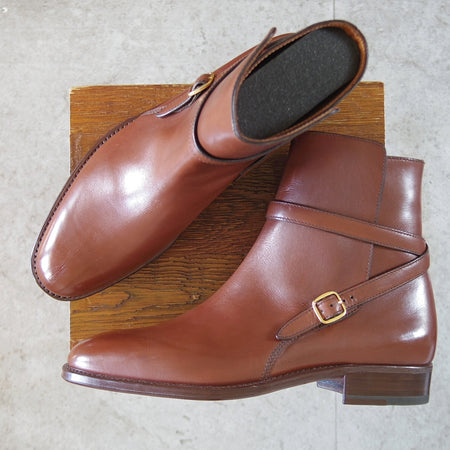 未使用★(伊)タニノクリスチー SIZE 8.5【貴重★ブラックラピド製法/ジョッパーブーツ/AMBITO】カーフ/茶/メンズ/TANINO CRISCI★p418