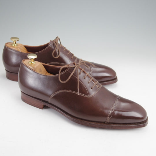 未使用★クロケット&ジョーンズ 8D【ハンドグレードライン★GARRICK/ストレートチップ】カーフ/濃茶/Crockett&Jones★n272