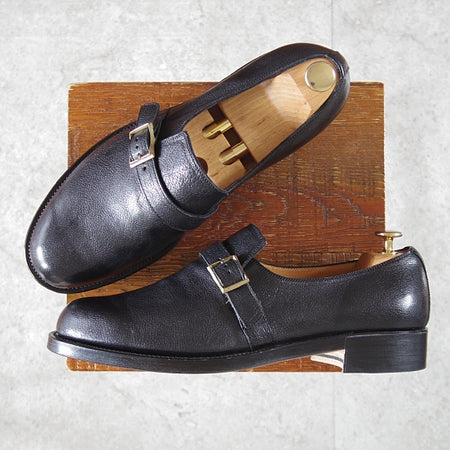 ほぼ未使用★forme/フォルメ SIZE 7(27cm程度)【定価￥84,700-★(水牛)バッファローレザー/fm-125】Belted/ローファー/黒/メンズ★n276