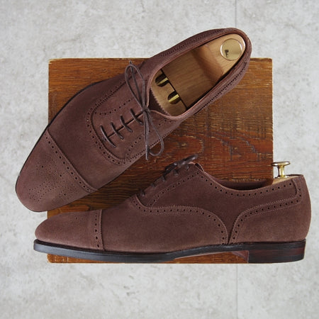 未使用★クロケット&ジョーンズ 9E【ハンドグレードライン★セミブローグ/WELBECK2】スエード/濃茶/Crockett&Jones★n284