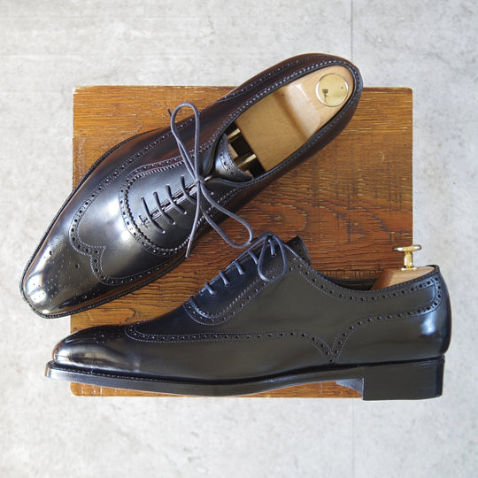 未使用★三陽山長 SIZE 8【現行定価10万円程度★隼之介/R309ラスト】JUNNOSUKE/イミテーションブローグ/カーフ/黒/Sanyo Yamacho★o298