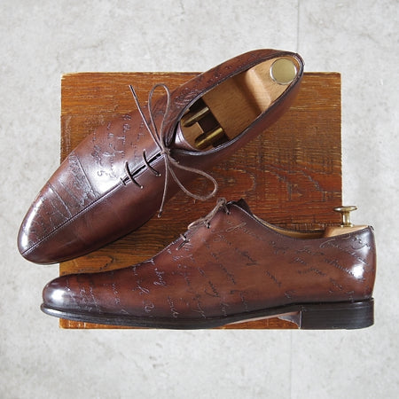 極美品★(仏)ベルルッティ SIZE 8【カリグラフィ(スクリット)仕様★オックスフォードシューズ/センターシーム】濃茶/Berluti★n781