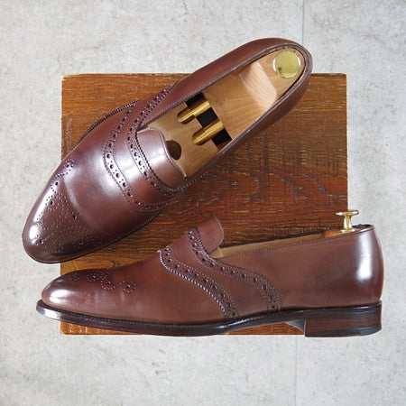美品★(英)WILD SMITH/ワイルドスミス SIZE 8.5【貴重★TRINITY/フルストラップ/ローファー】スリッポン/カーフ/濃茶/メンズ★n791