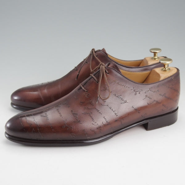 極美品★(仏)ベルルッティ SIZE 8【カリグラフィ(スクリット)仕様★オックスフォードシューズ/センターシーム】濃茶/Berluti★n781