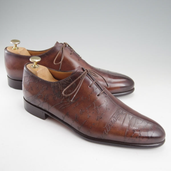 極美品★(仏)ベルルッティ SIZE 8【カリグラフィ(スクリット)仕様★オックスフォードシューズ/センターシーム】濃茶/Berluti★n781