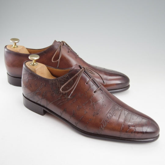 極美品★(仏)ベルルッティ SIZE 8【カリグラフィ(スクリット)仕様★オックスフォードシューズ/センターシーム】濃茶/Berluti★n781