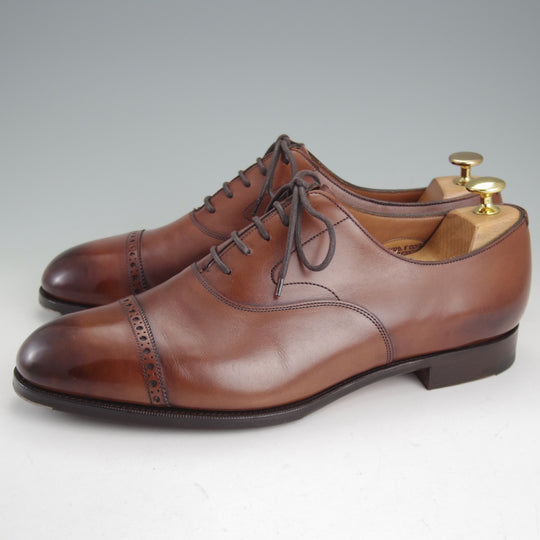美品★エドワードグリーン 9F【定価￥257,400-★BERKELEY/202ラスト】バークレー/パンチドキャップトゥ/カーフ/濃茶/EDWARD GREEN★p415